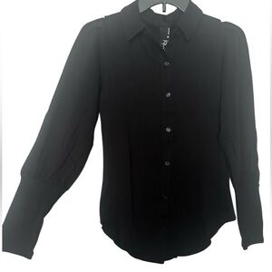 Bobi Black Bishop Long Sleeve Button Up Cotton Shirt- Small NWT